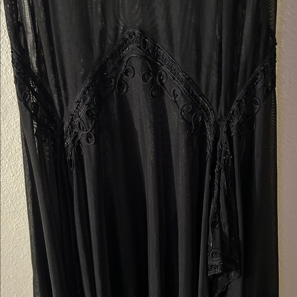 Elegant Black Sheer Dress with Lace Detail - Picture 12 of 16